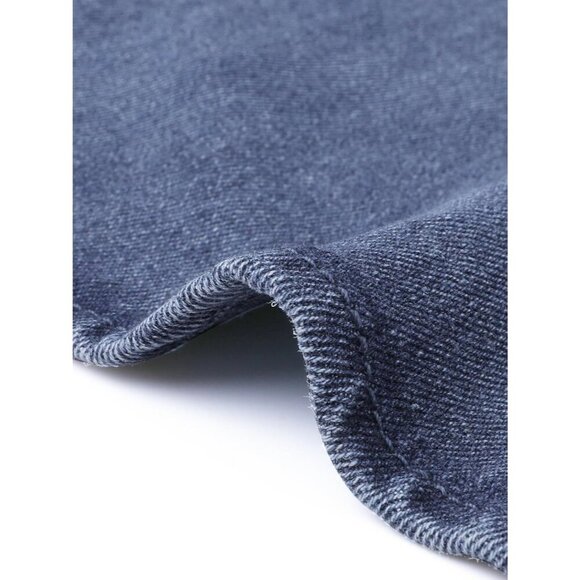 Women's Denim Jacket Classic Stand Collar Long Sleeve Jean Jacket Gray Blue - Picture 5 of 5